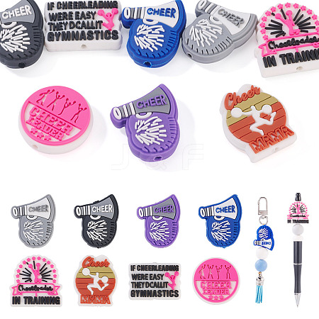 8Pcs 8 Styles Cheer Theme PVC Plastic Beads FIND-TA0008-71-1