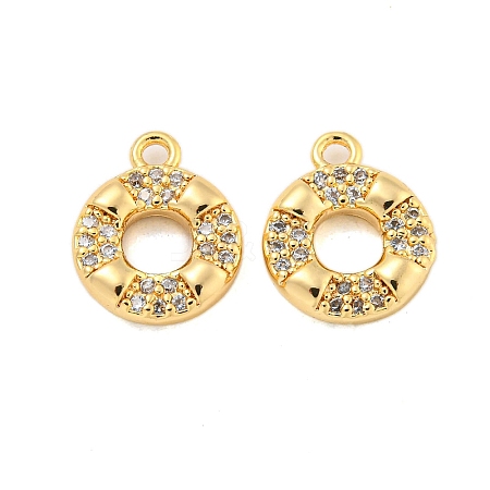 Brass Micro Pave Clear Cubic Zirconia Charms KK-G492-01G-1