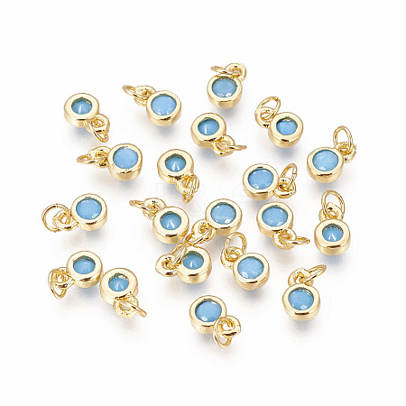 Brass with Single Cubic Zirconia Charms LS-ZIRC-F095-03G-01-1