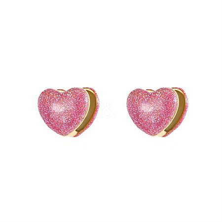 Heart Shape Golden 304 Stainless Steel Hoop Earrings TZ8486-2-1