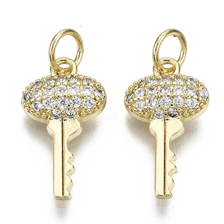 Brass Micro Pave Clear Cubic Zirconia Pendants ZIRC-N039-091-NF-1