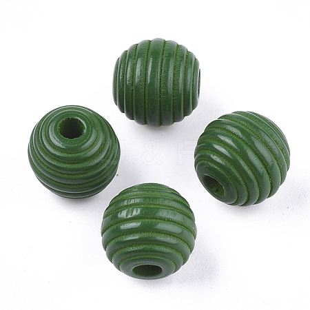 Painted Natural Wood Beehive Beads WOOD-S049-04A-04-1