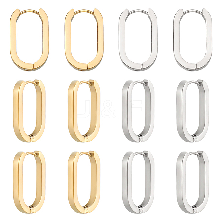 6 Pairs 2 Colors 304 Stainless Steel Huggie Hoop Earrings STAS-UN0025-25-1