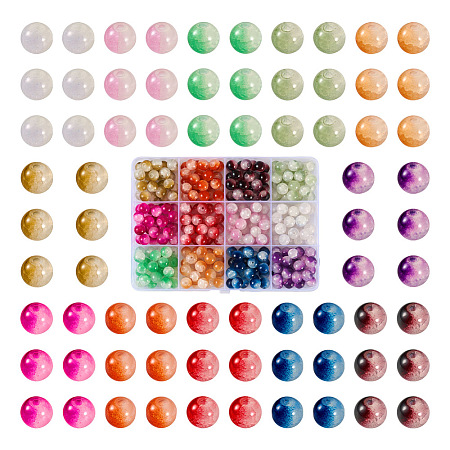 300Pcs 12 Colors Crackle Baking Painted Imitation Jade Glass Beads Set DGLA-TA0001-05-1