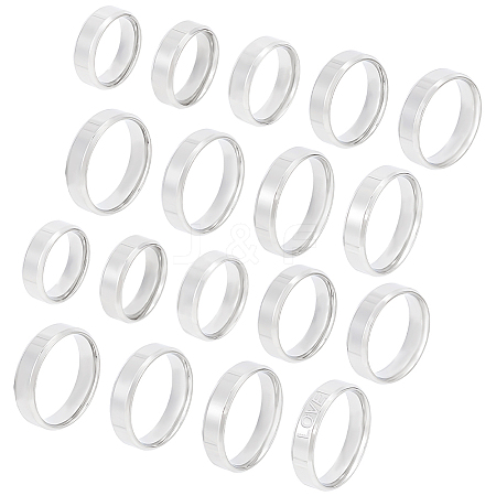 Unicraftale 18Pcs 9 Szie Stainless Steel Simple Plain Band Ring for Women RJEW-UN0002-57-1