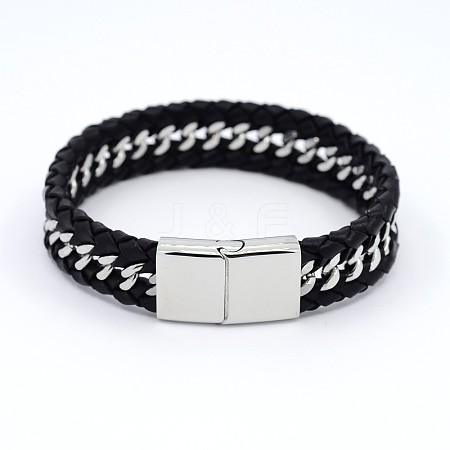 Unisex Braided Leather Cord Bracelets BJEW-F119-23-1