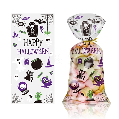 50Pcs Transparent Plastic Halloween Candy Bag HAWE-PW0001-155A-1