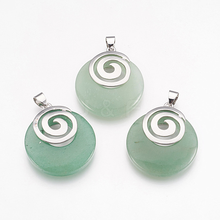 Natural Green Aventurine Pendants KK-F751-D08-1