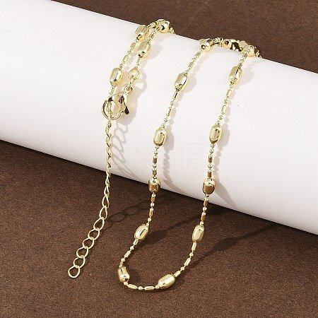 Brass Oval Ball Chain Necklaces for Men Women NJEW-L012-03G-1