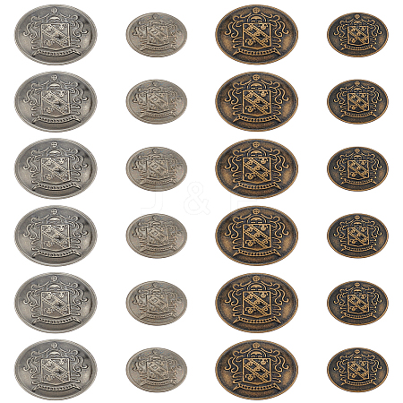 24Pcs 4 Styles 4-Hole Brass Buttons BUTT-LP0001-07-1