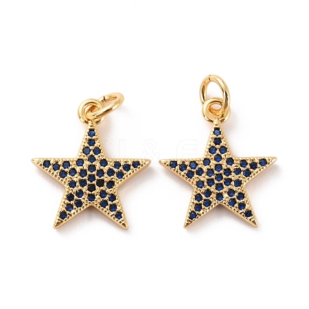 Brass Micro Pave Clear Cubic Zirconia Charms ZIRC-Z018-15G-B-1