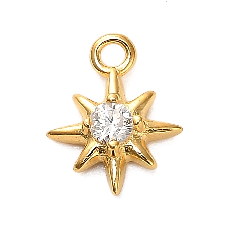 925 Sterling Silver Clear Cubic Zirconia 8-Pointed Star Charms STER-U009-06G-01-1