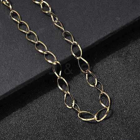 304 Stainless Steel Teardrop Link Chain Necklaces for Women Men NJEW-A058-02G-1