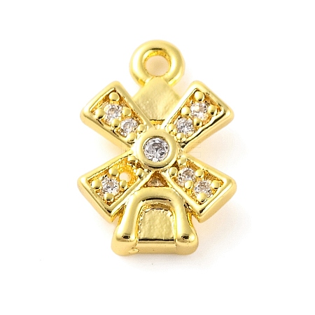 Brass Pave Clear Cubic Zirconia Charms KK-Z051-01G-02-1