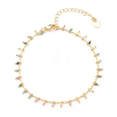 Natural Tourmaline Charm Anklets AJEW-AN00399-1