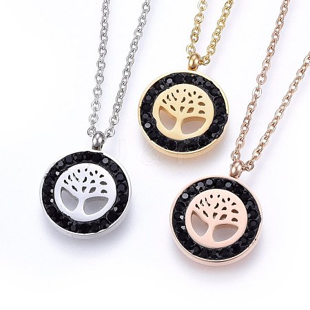 304 Stainless Steel Pendant Necklaces NJEW-H494-01M-1