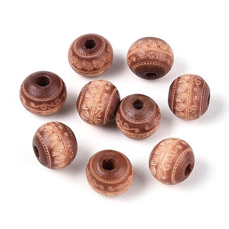 Painted Natural Wood Beads X-WOOD-N006-02A-02-1