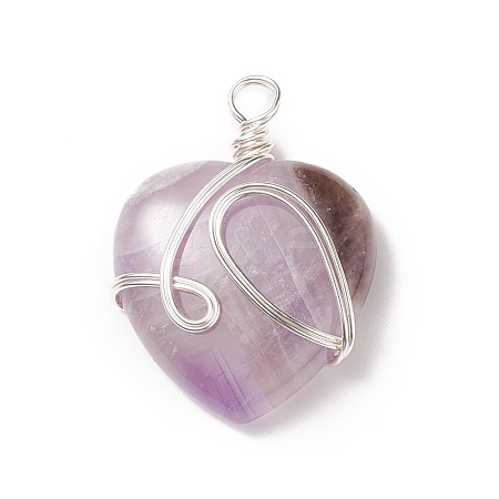 Natural Amethyst Pendants PALLOY-JF01663-03-1