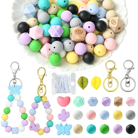 DIY Silicone Beaded Keychain Making Kit DIY-YW0008-62-1