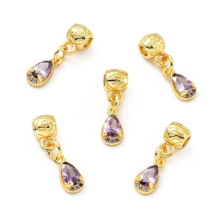 Rack Plating Brass Micro Pave Cubic Zirconia Pendants KK-E034-21G-01-1