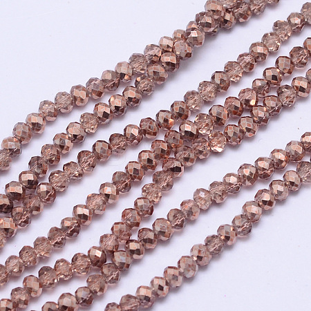 Faceted Rondelle Transparent Painted Glass Beads Strands X-DGLA-J001-C13-4mm-1