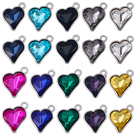 20Pcs 10 Colors Alloy Glass Pendants FIND-BM0001-18-1
