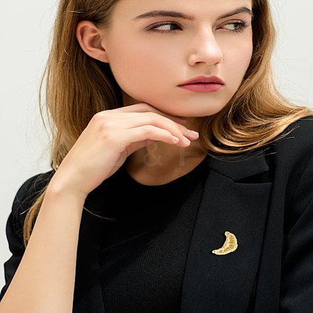 1Pc Alloy Croissant Brooch Pin JEWB-LP0005-14G-1