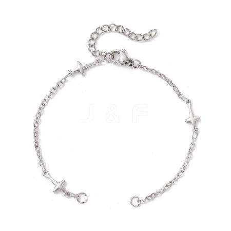 304 Stainless Steel Cross Link Bracelets Making AJEW-JB01382-01-1