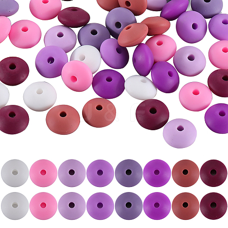 96Pcs 12 Colors Food Grade Eco-Friendly Silicone Abacus Beads SIL-SC0001-87A-1