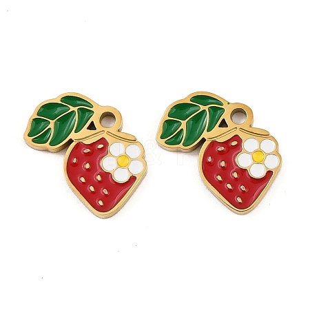 Fruit 304 Stainless Steel Enamel Charms X-STAS-C137-04B-G-1