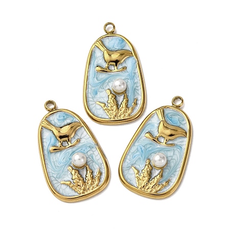 304 Stainless Steel Enamel Pendants STAS-P406-27A-G-1