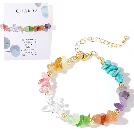 Chakra Theme Natural Mixed Gemstone Chip Beads Bracelets for Women PO2613-1