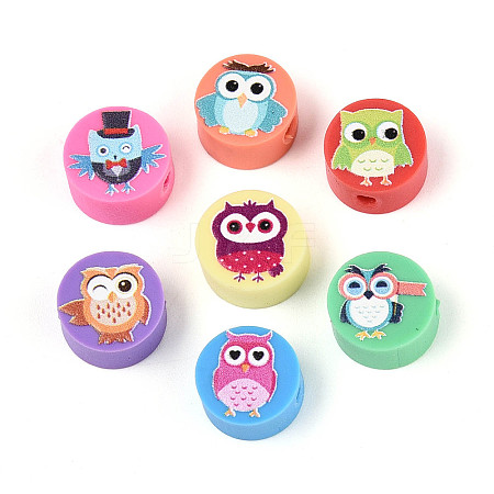 Printed Handmade Polymer Clay Beads CLAY-T022-12K-1