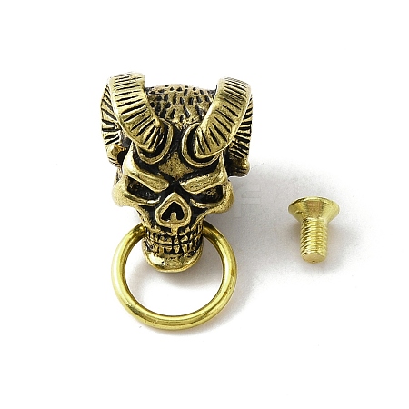 Brass Demon Skull Head Clasps for Bag Decorative KK-WH0058-07-1