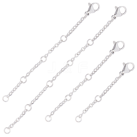 CREATCABIN 32Pcs 4 Style 304 Stainless Steel Cable Chain Extender STAS-CN0001-60-1