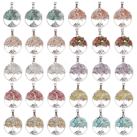30Pcs 10 Styles Tibetan Style Alloy Pendants PALLOY-HY00062-1