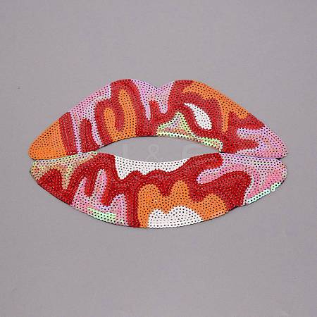 Lip Computerized Embroidery Cloth Iron On Patches FIND-WH0094-16B-02-1