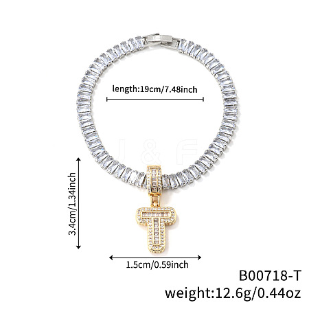 Fashionable Brass Micro Pave Clear Cubic Zirconia Charm Bracelets AF9298-20-1