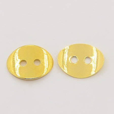 2-Hole Oval Brass Button Clasps X-KK-G080-G-1