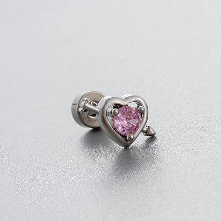 Brass Pave Pink Cubic Zirconia Cartilage Earrings FS-WGE04A7-04-1