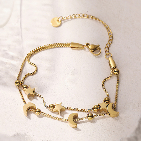 304 Stainless Steel Box Chain Multi-strand Bracelets for Women LS-BJEW-K291-01G-1