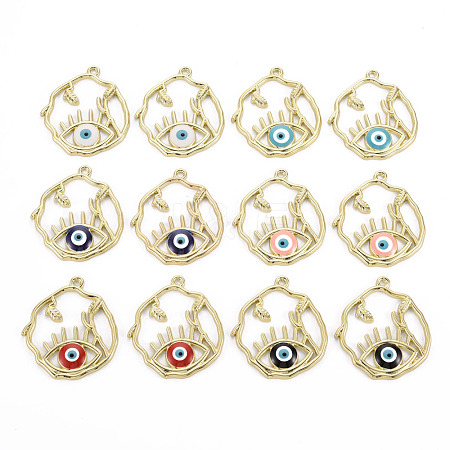 Rack Plating Alloy Enamel Pendants ENAM-Q445-003-NR-1