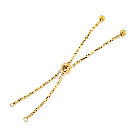 Adjustable 304 Stainless Steel Box Chain Slider Bracelet Making MAK-L038-001G-04-1