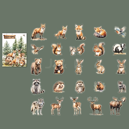 25Pcs Forest Theme PET Stickers PW-WG36A71-01-1