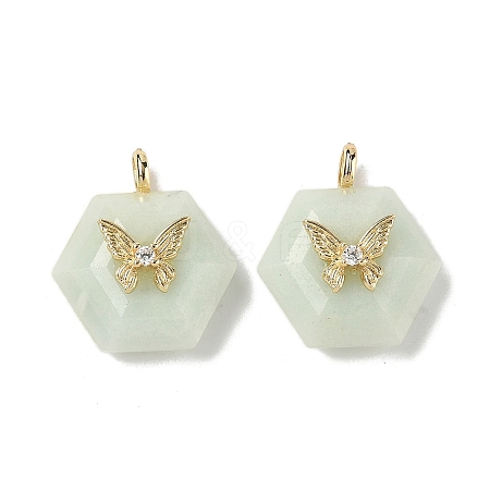 Natural Flower Amazonite Faceted Pendants G-P585-01G-05-1