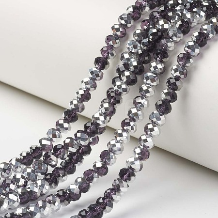 Electroplate Transparent Glass Beads Strands EGLA-A034-T10mm-M11-1