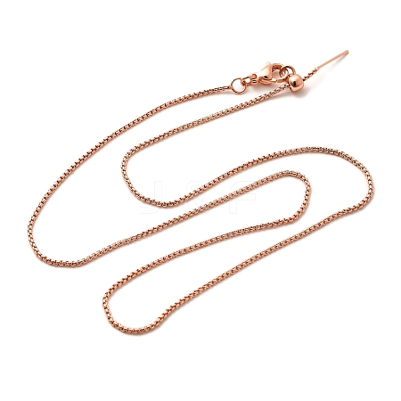 1.5mm Rack Plating Brass Box Chain Adjustable Slider Necklaces for Women Men MAK-L044-35RG-1