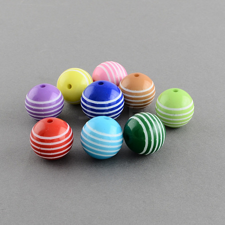Round Chunky Acrylic Stripe Beads X-SACR-S193-16mm-1