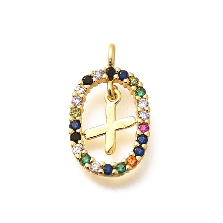 Brass Micro Pave Cubic Zirconia Pendants ZIRC-P123-01G-X02-1
