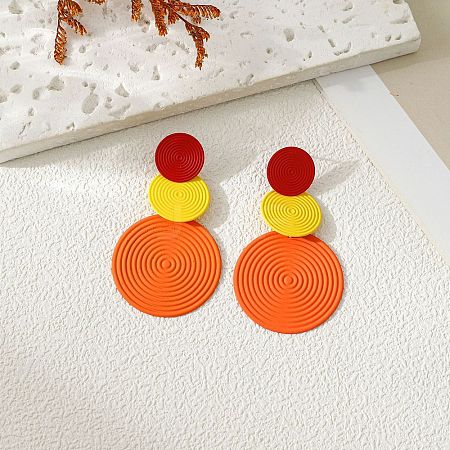 3-Round Alloy Dangle Stud Earrings FS-WG460DD-05-1
